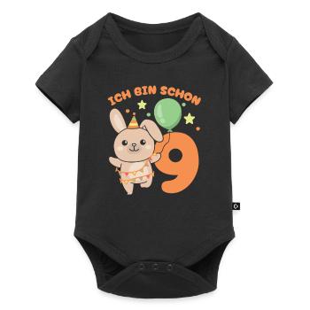 Ich bin schon 9 Hasen Geburtstags Kinder - Baby Premium Kurzarmbody - Schwarz - Vorne