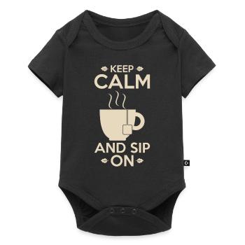Teeliebhaber-Geschenk: Ruhe bewahren und schlürfen - Baby Premium Kurzarmbody - Schwarz - Vorne