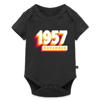 Novembre 1957 66 Ans Homme Femme Anniversaire - Body à manches courtes Premium Bébé - noir - Devant