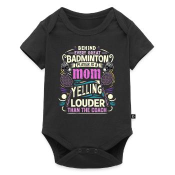 BADMINTON Mom Voice - Federball Mama - Baby Premium Kurzarmbody - Schwarz - Vorne