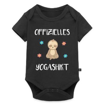 Faultier Yoga Zen Entspannung Shirt - Baby Premium Kurzarmbody - Schwarz - Vorne