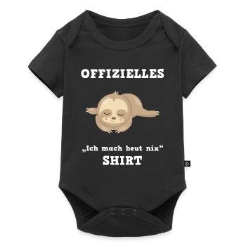 Faultier Auszeit Nichtstun Relax Geschenk - Baby Premium Kurzarmbody - Schwarz - Vorne