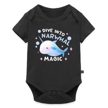 Dive Into Narwhal Magic Cute Sea Unicorn Underwate - Baby Premium Kurzarmbody - Schwarz - Vorne