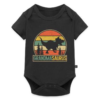 Omasaurus T Rex Dinosaurier Oma Saurus - Baby Premium Kurzarmbody - Schwarz - Vorne