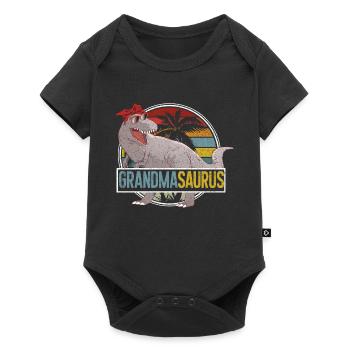 Omasaurus T Rex Dinosaurier Oma Saurus - Baby Premium Kurzarmbody - Schwarz - Vorne