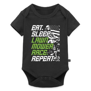 Rennrasenmäher Eat Sleep Lawn Mower Race Repeat - Baby Premium Kurzarmbody - Schwarz - Vorne