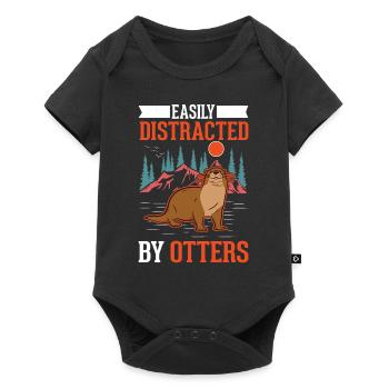 Easily distracted by Otters Fischotter Seeotter - Baby Premium Kurzarmbody - Schwarz - Vorne