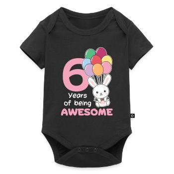 Hase zum 6. Geburtstag Kinder sechs Jahre alt - Baby Premium Kurzarmbody - Schwarz - Vorne
