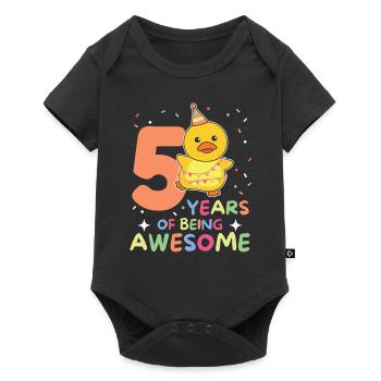 Canard pour les enfants de 5 ans de cinq ans - Body à manches courtes Premium Bébé - noir - Devant