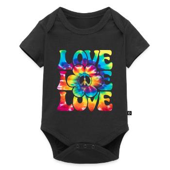 Groovy Tie Dye rétro des années 70 Hippie Vintage - Body à manches courtes Premium Bébé - noir - Devant