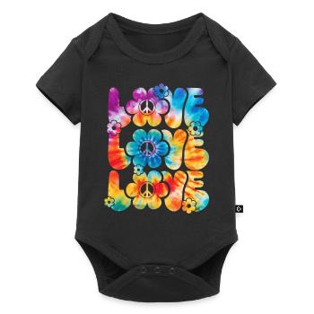 Groovy Tie Dye rétro des années 70 Hippie Vintage - Body à manches courtes Premium Bébé - noir - Devant