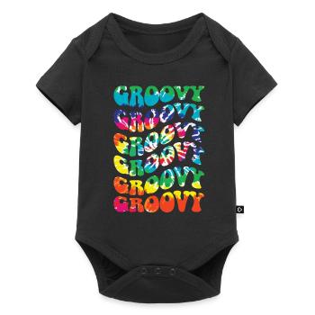 Groovy Tie Dye rétro des années 70 Hippie Vintage - Body à manches courtes Premium Bébé - noir - Devant