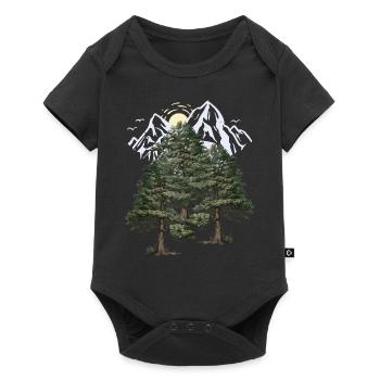 nature sauvage, montagnes, nature, forêt, pins, sapins, arbres - Body à manches courtes Premium Bébé - noir - Devant