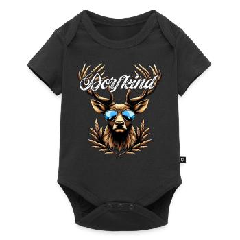 Trachtenshirt Herren Dorfkind T-Shirt Damen Hirsch - Baby Premium Kurzarmbody - Schwarz - Vorne