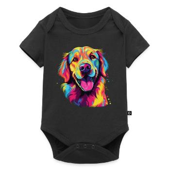 Watercolor Colorful Golden Retriever - Baby Premium short-sleeve bodysuit - black - Front