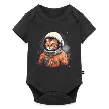 red cat in astronaut suit in space - Baby Premium short-sleeve bodysuit - black - Front