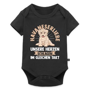 Hund Havaneser - Baby Premium Kurzarmbody - Schwarz - Vorne