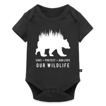 Naturgeist Bär Wald Rücken Motiv - Baby Premium Kurzarmbody - Schwarz - Vorne