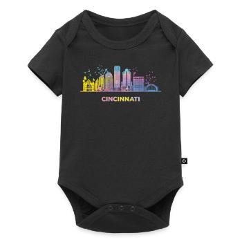 Cincinnatian Skyline Cincinnati - Baby Premium Kurzarmbody - Schwarz - Vorne