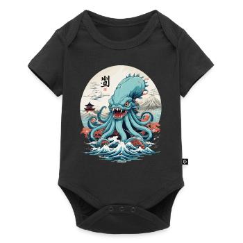 Vintage Kraken Sea Monster Japan Style Aesthetic - Baby Premium short-sleeve bodysuit - black - Front