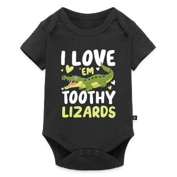 I Love Toothy Lizards Krokodil Alligator für - Baby Premium Kurzarmbody - Schwarz - Vorne