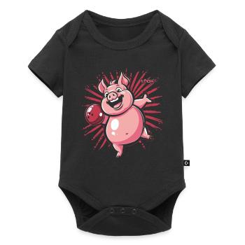 A happy pig bowling - Baby Premium short-sleeve bodysuit - black - Front