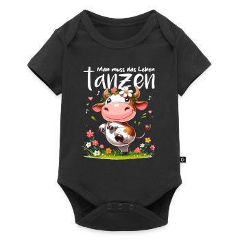 Vache Danse Danse Joie de vivre Musique Optimisme Fun - Body à manches courtes Premium Bébé - noir - Devant