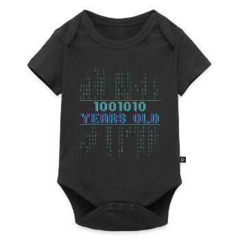 74. Geburtstag 74 Jahre alt Binärcode Coder - Baby Premium Kurzarmbody - Schwarz - Vorne