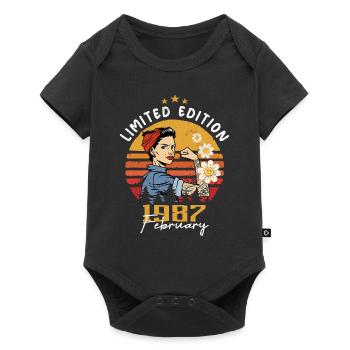 37 years old - Born in February 1987 - Baby Premium short-sleeve bodysuit - black - Front