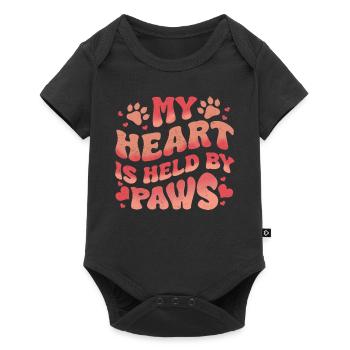 Saint-Valentin chat amour coeur chats pattes - Body à manches courtes Premium Bébé - noir - Devant