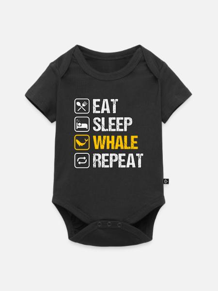 Essen Schlaf Wal Wiederholung - Baby Premium Kurzarmbody - Schwarz
