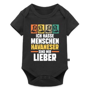Hund Havaneser - Baby Premium Kurzarmbody - Schwarz - Vorne