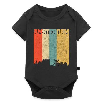 Amsterdam Pays-Bas Hollande Souvenir - Body à manches courtes Premium Bébé - noir - Devant