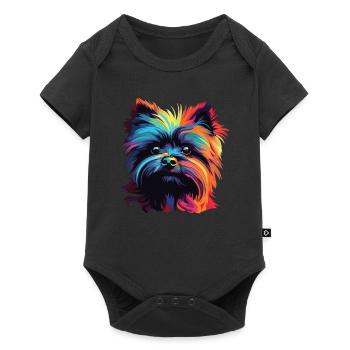 Aquarelle colorée Affenpinscher - Body à manches courtes Premium Bébé - noir - Devant