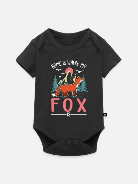 Fuchs Geschenk Rotfuchs - Baby Premium Kurzarmbody - Schwarz