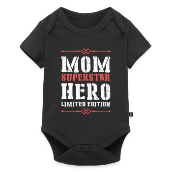 Beste Mom Mama Heldin Spruch Mutter - Baby Premium Kurzarmbody - Schwarz - Vorne