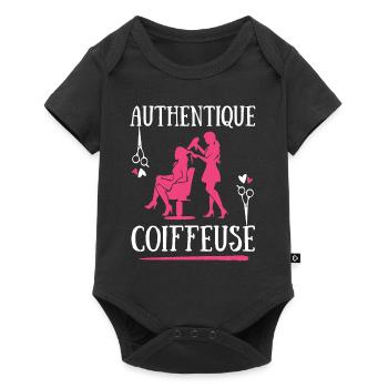 Authentique Coiffeuse coiffure salon coupe cheveux - Body à manches courtes Premium Bébé - noir - Devant