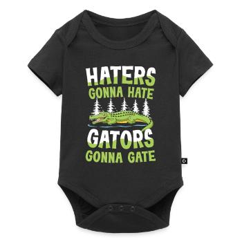 Lustiger Alligator Spruch Krokodil für Krokodil - Baby Premium Kurzarmbody - Schwarz - Vorne