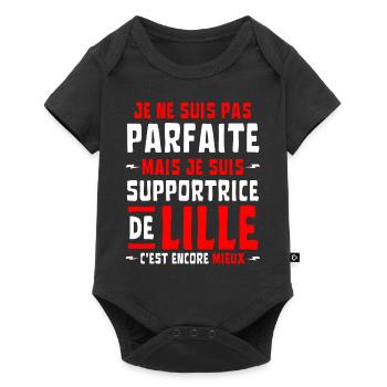 Femme Supportrice Lille Pas Parfaite - Body à manches courtes Premium Bébé - noir - Devant