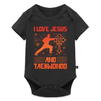 J’aime Jésus et le taekwondo - Body à manches courtes Premium Bébé - noir - Devant