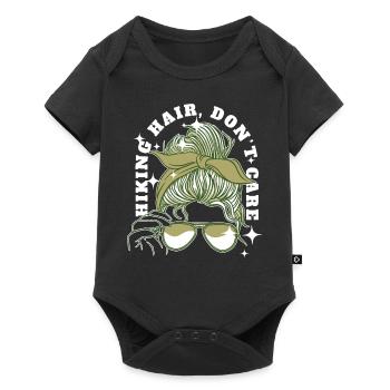 Funny Hiking Messy Bun Hiker Mountain Camping Adve - Baby Premium Kurzarmbody - Schwarz - Vorne