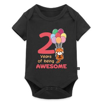 Panda roux pour les enfants de 2 ans - Body à manches courtes Premium Bébé - noir - Devant