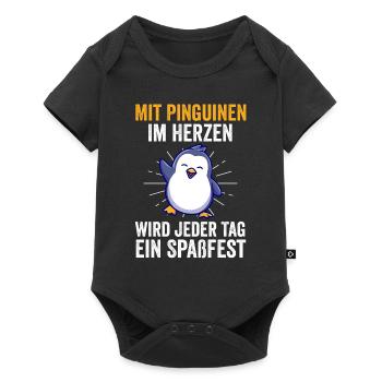 Süße Pinguin - Baby Premium Kurzarmbody - Schwarz - Vorne