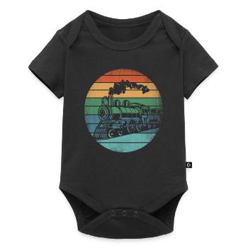 Retro Lokomotive - Baby Premium Kurzarmbody - Schwarz - Vorne