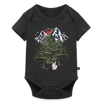 Alpen Hase Winter Schneefall Weihnachten Kaninchen - Baby Premium Kurzarmbody - Schwarz - Vorne