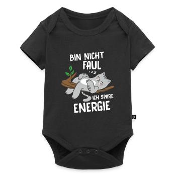 I'm not lazy, I save energy, cat - Baby Premium short-sleeve bodysuit - black - Front