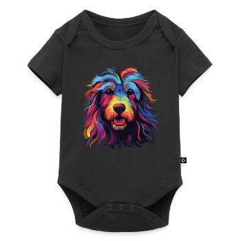 Aquarelle coloré Bergamasco Berger Chien - Body à manches courtes Premium Bébé - noir - Devant