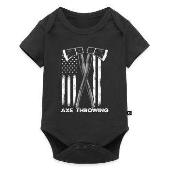 Axtwurf Axt Werfen USA Flagge - Baby Premium Kurzarmbody - Schwarz - Vorne