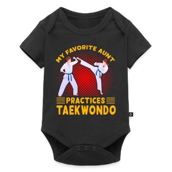 Ma tante préférée pratique le taekwondo - Body à manches courtes Premium Bébé - noir - Devant