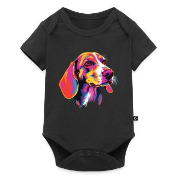 Aquarelle colorée American Foxhound - Body à manches courtes Premium Bébé - noir - Devant
